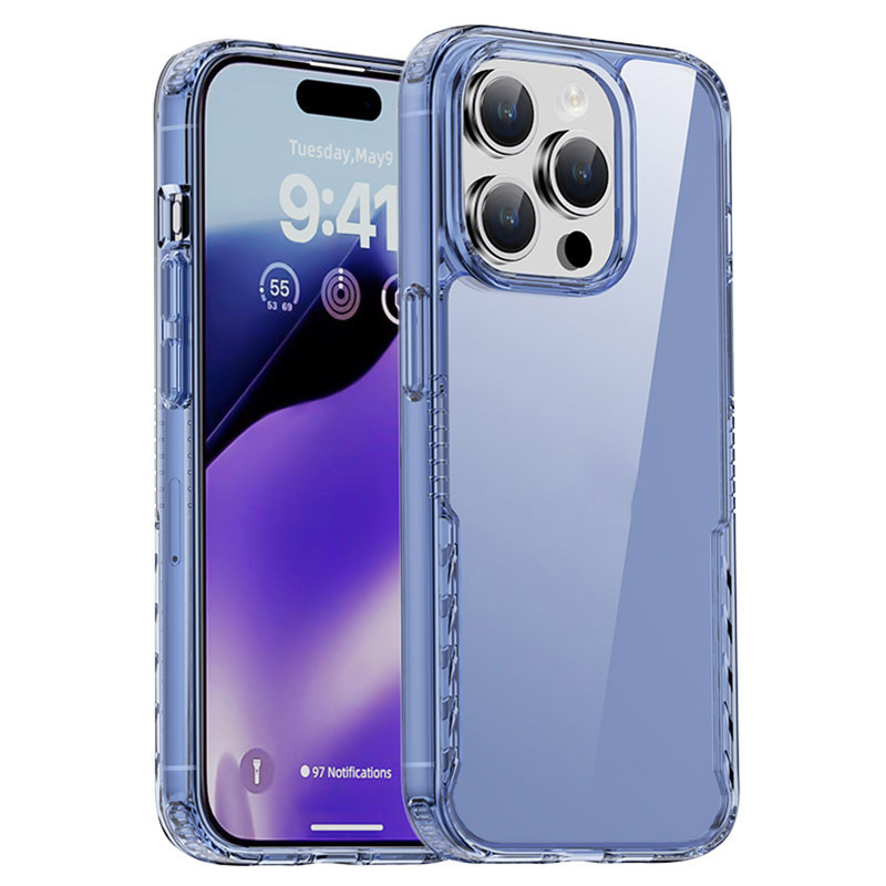 

Ipaky Für Iphone 15 Pro Schockproof Vier Eckphone TPU Frame Hardpc Zurück -abdeckung - Transparent Blau, iPhone 15 Pro