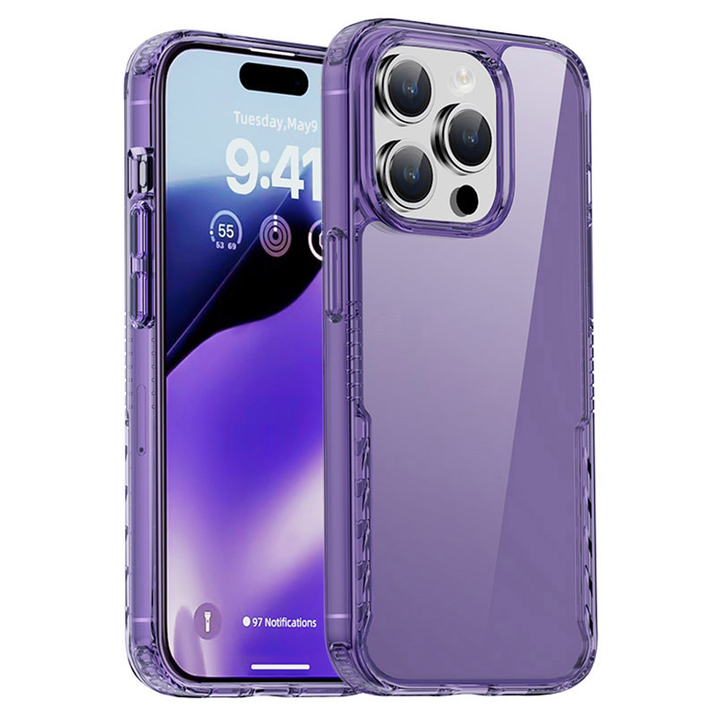 

Ipaky Für Iphone 15 Pro Schockproof Vier Eckphone TPU Frame Hardpc Zurück -abdeckung - Transparent Lila, iPhone 15 Pro