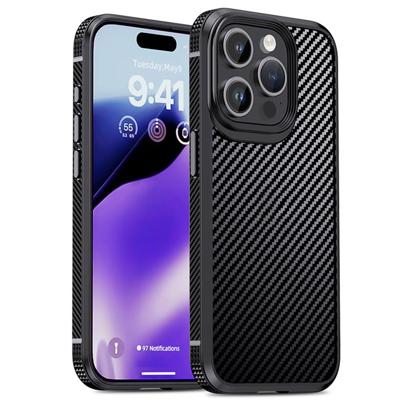 

Ipaky Für Iphone 15 Pro Max Carbonfaser Texturhülle TPU + PC -telefonabdeckung - Schwarz, iPhone 15 Pro Max