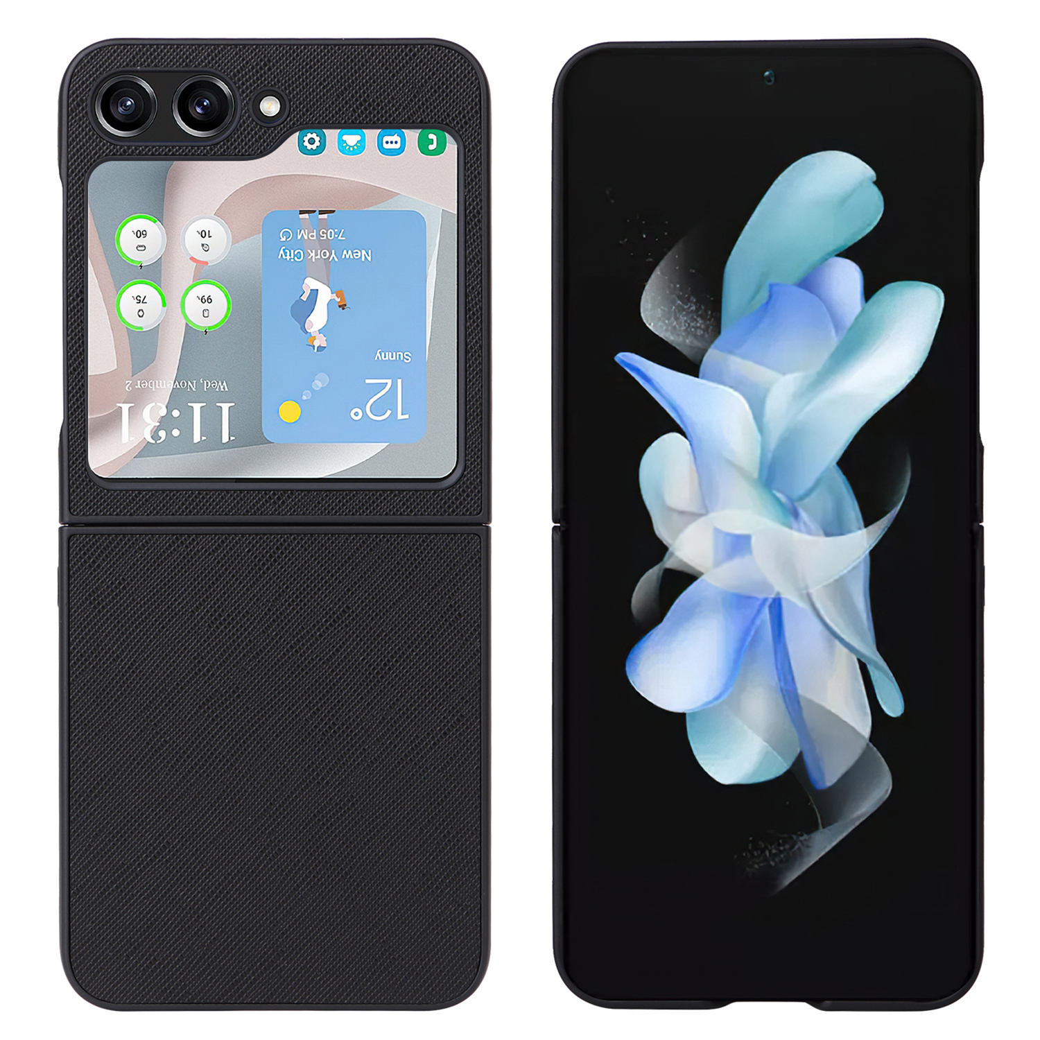 

Für Samsung Galaxy Z Flip5 5G Scratch Proof PU -leder -pc -telefonhülle Mit Back Screen Film - Cross Textur, Galaxy Z Flip5 5G