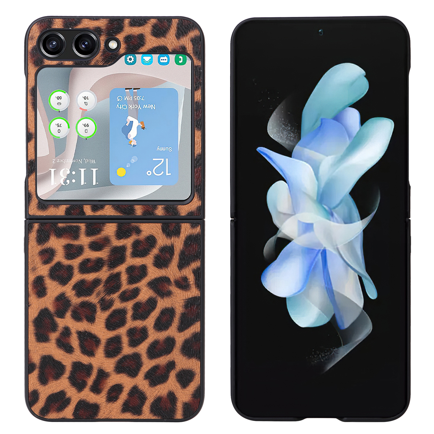 

Für Samsung Galaxy Z Flip5 5G Scratch Proof PU -leder -pc -telefonhülle Mit Back Screen Film - Leopard, Galaxy Z Flip5 5G