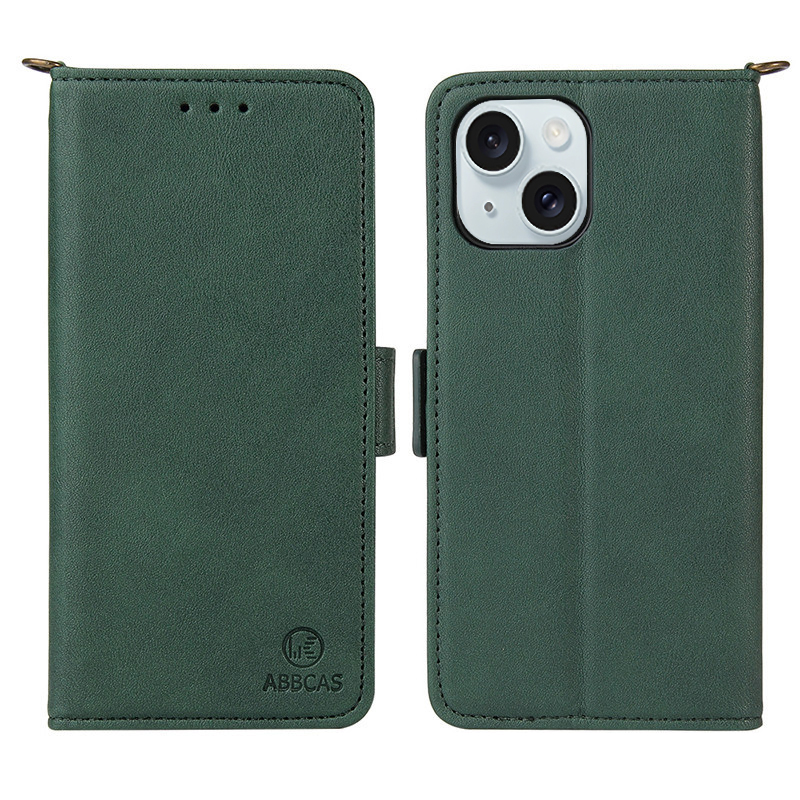 

Abbcas Für Iphone 15 Plus Wallet Hülle PU Leder Ameise Textur Stand Telefonabdeckung - Schwarzgrün, iPhone 15 Plus