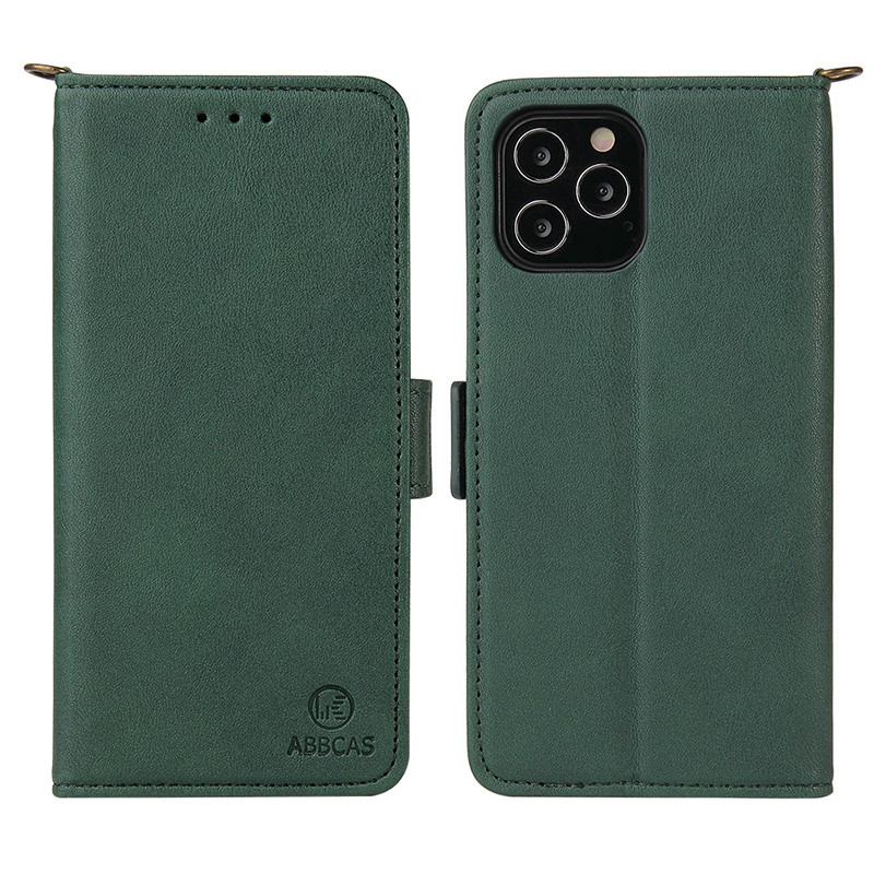 

Abbcas Für Iphone 15 Pro Max PU Leder Flip Hülle Ameise Textur Stand Wallet Telefonabdeckung - Schwarzgrün, iPhone 15 Pro Max