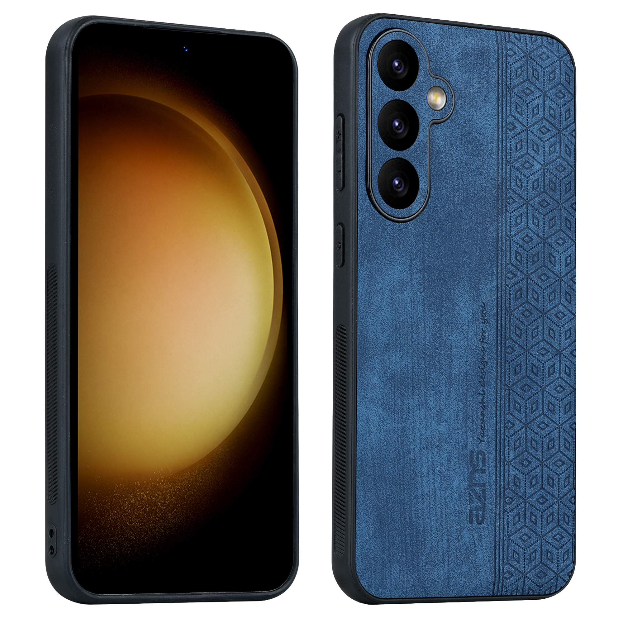 

Azns Für Samsung Galaxy S23 fe Printed Protective Phone Case PU Lederbeschichtete TPU -abdeckung - Blau, Galaxy S23 FE