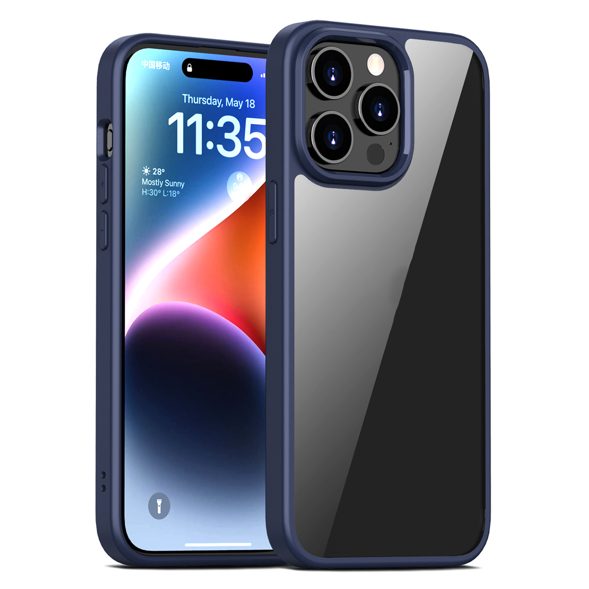 

Für Das Iphone 15 Pro Max Transparente PC Zurück + TPU Frame Protective Case Mobiltelefonabdeckung - Blau, iPhone 15 Pro Max