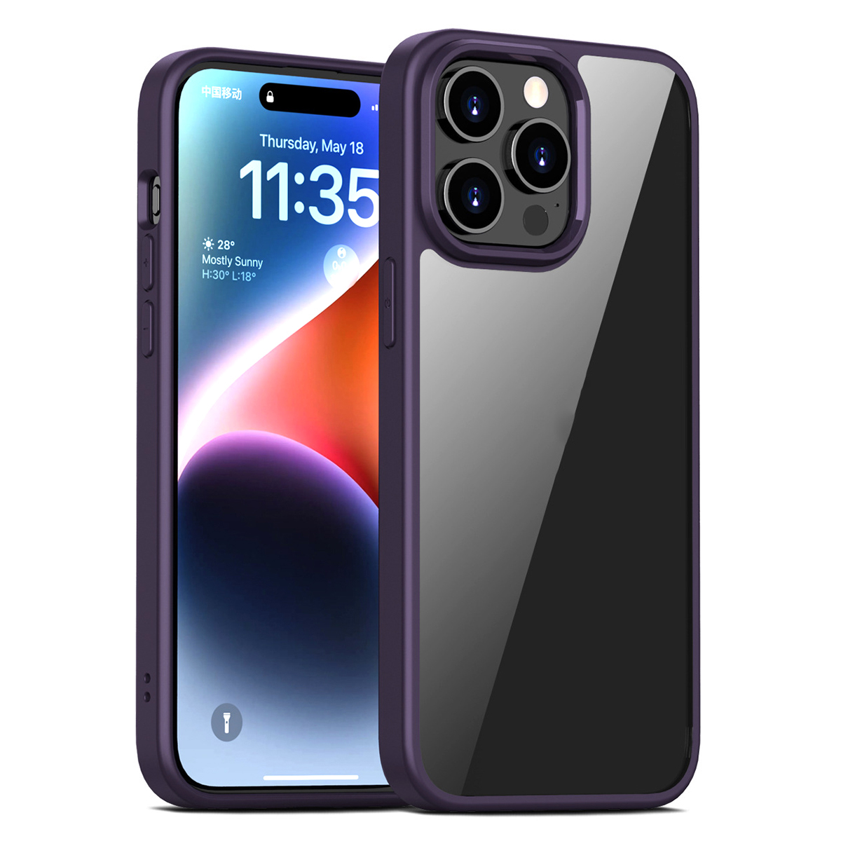 

Für Das Iphone 15 Pro Max Transparente PC Zurück + TPU Frame Protective Case Mobiltelefonabdeckung - Lila, iPhone 15 Pro Max