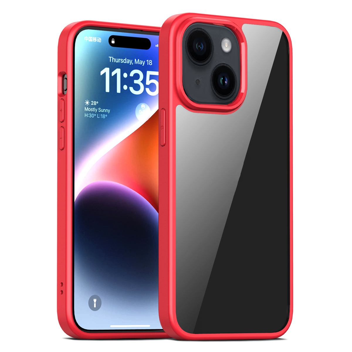 

Für Das Iphone 15 Plus Transparente PC Zurück + TPU Frame Protective Case Anti-drop-mobiltelefonabdeckung - Rot, iPhone 15 Plus