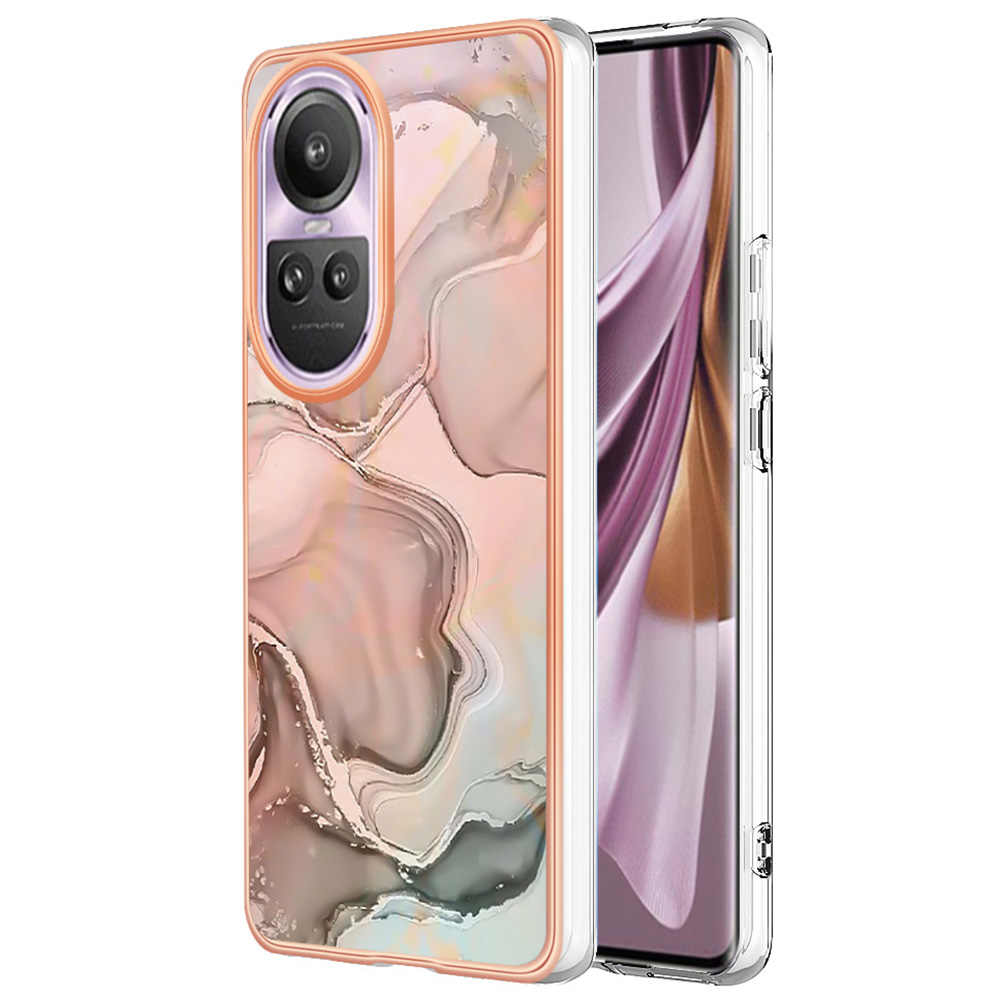 

YB IMD Series-16 Style-e Marble Muster Telefonhülle Für Oppo Reno10 Pro 5g, Elektroplieren IMD 2,0 mm Tpu-schutzabdeckung - Rosa, Oppo Reno10 Pro 5G (Global)