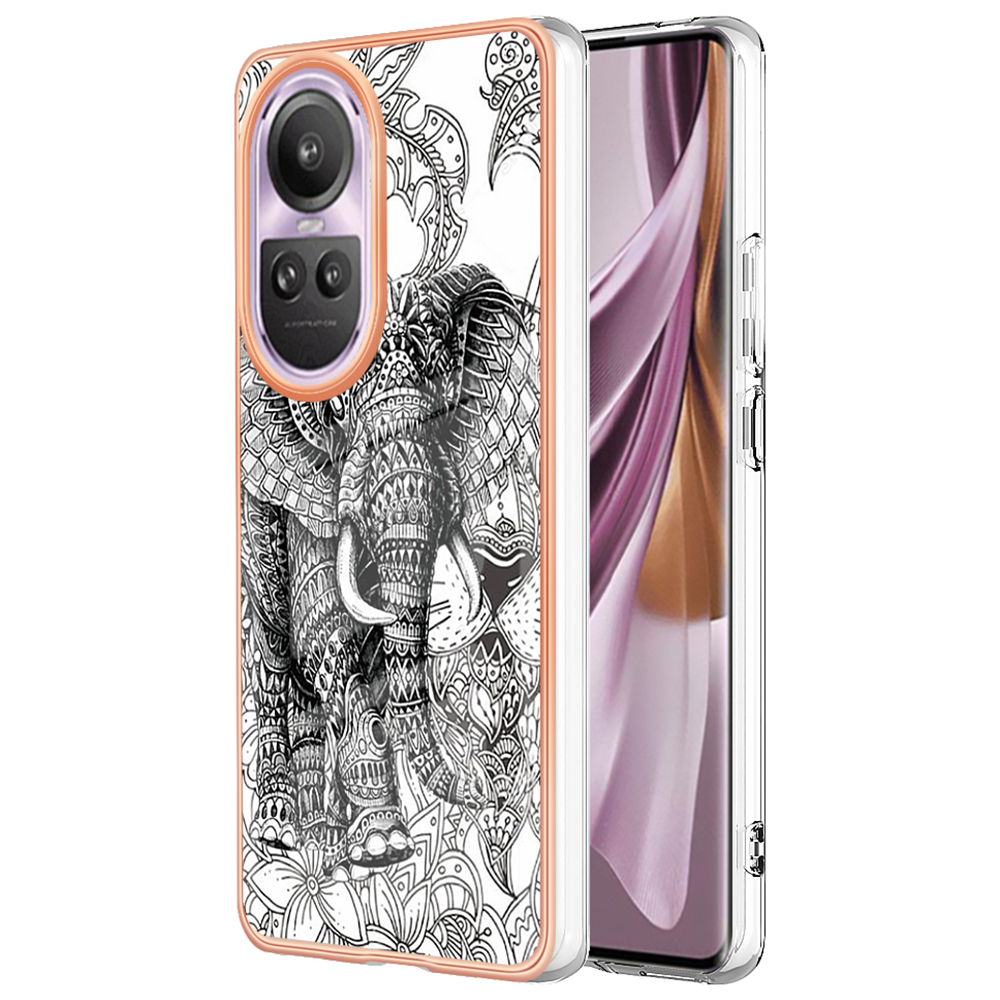 

YB IMD Series-199 Style D 2.0mm Tpu-hülle Für Oppo Reno10 Pro 5g, Muster Imd-elektroplating-telefonhülle - Totem -elefant, Oppo Reno10 Pro 5G (Global)