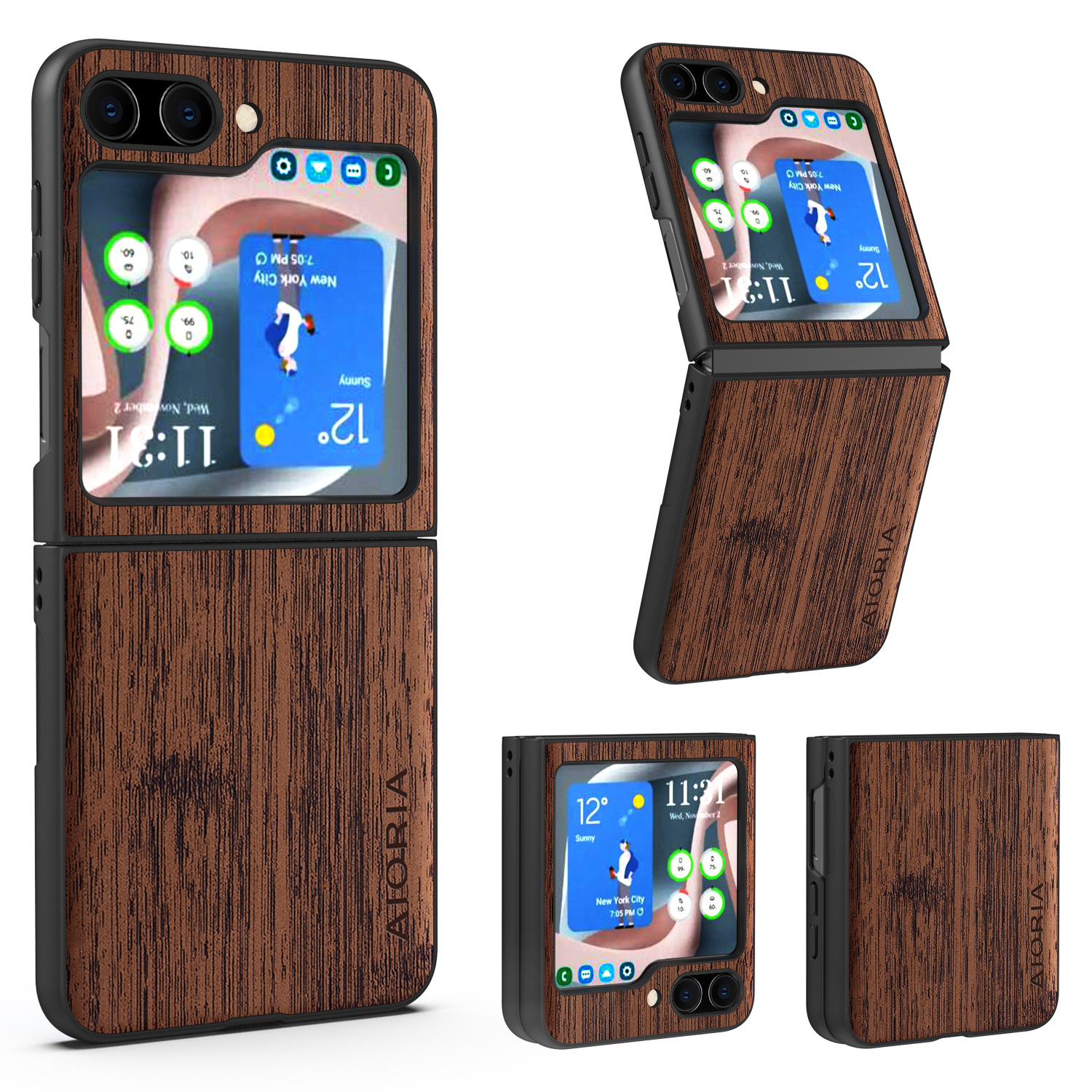 

Aioria Simple Style -struktur -telefonhülle Für Samsung Galaxy Z Flip5 5G PU + PC Schockfeste Telefonabdeckung - Kaffee, Galaxy Z Flip5 5G