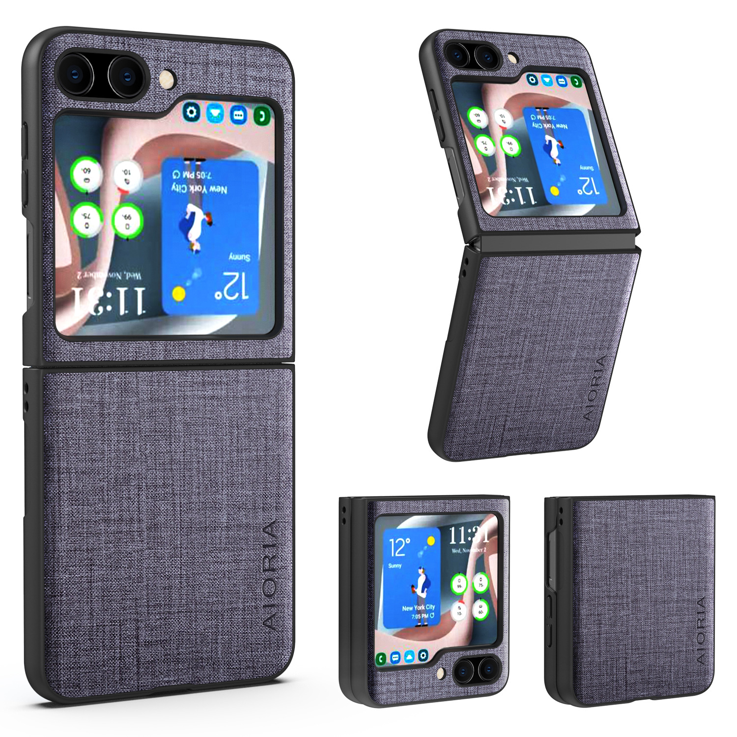 

Aioria Stoff Textur Schutzhülle Für Samsung Galaxy Z Flip5 5G PU + PC Slim Telefonabdeckung - Grau, Galaxy Z Flip5 5G
