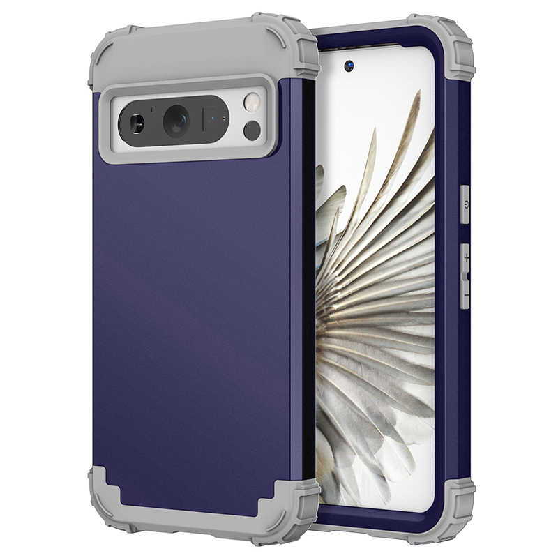 

L-stil Für Google Pixel 8 Pro PC + Silicon Phone Deckung Anti-kratzer-schutzhülle - Marineblau+dunkelgrau, Google Pixel 8 Pro