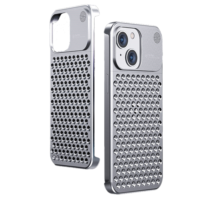 

Höhle -loch -wärme -ableitungskoffer Für Iphone 13, Aluminiumlegierung + Silikon -telefonabdeckung - Silber, iPhone 13