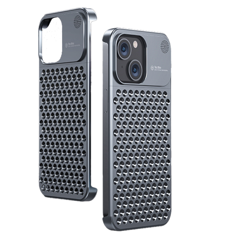 

Höhle -loch -wärme -ableitungskoffer Für Iphone 13, Aluminiumlegierung + Silikon -telefonabdeckung - Grau, iPhone 13