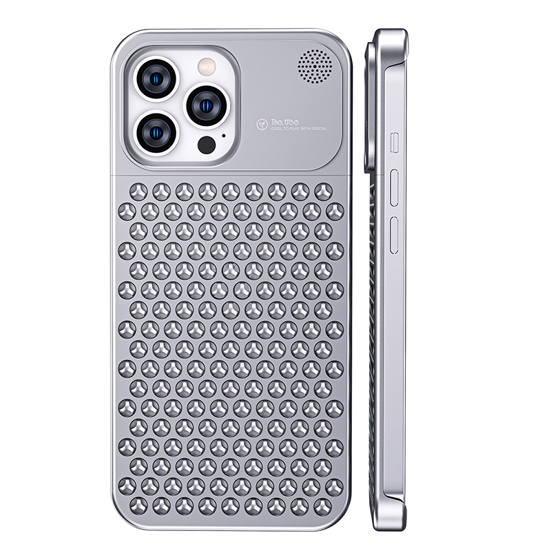 

Wärmedissipation Hülle Für Iphone 13 Pro, Aluminium -legierung Des Hohllochs + Silikon -telefonabdeckung - Silber, iPhone 13 Pro