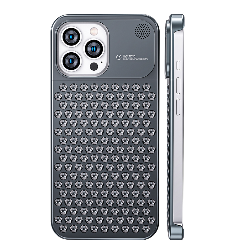

Wärmedissipation Hülle Für Iphone 13 Pro, Aluminium -legierung Des Hohllochs + Silikon -telefonabdeckung - Grau, iPhone 13 Pro