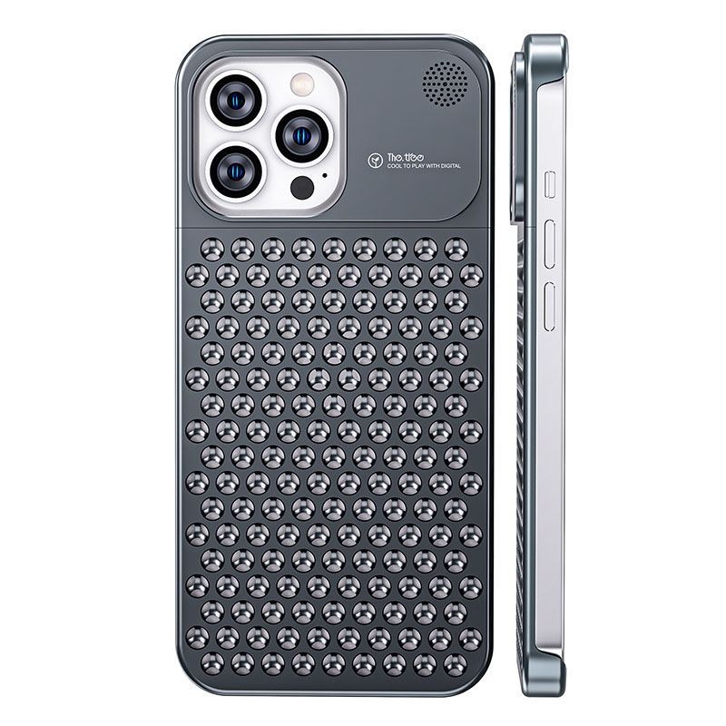 

Für Iphone 13 Pro Max Max Wärme -dissipation Telefonabdeckung Aluminiumlegierung + Silicon Hollow Hole Hülle - Grau, iPhone 13 Pro Max