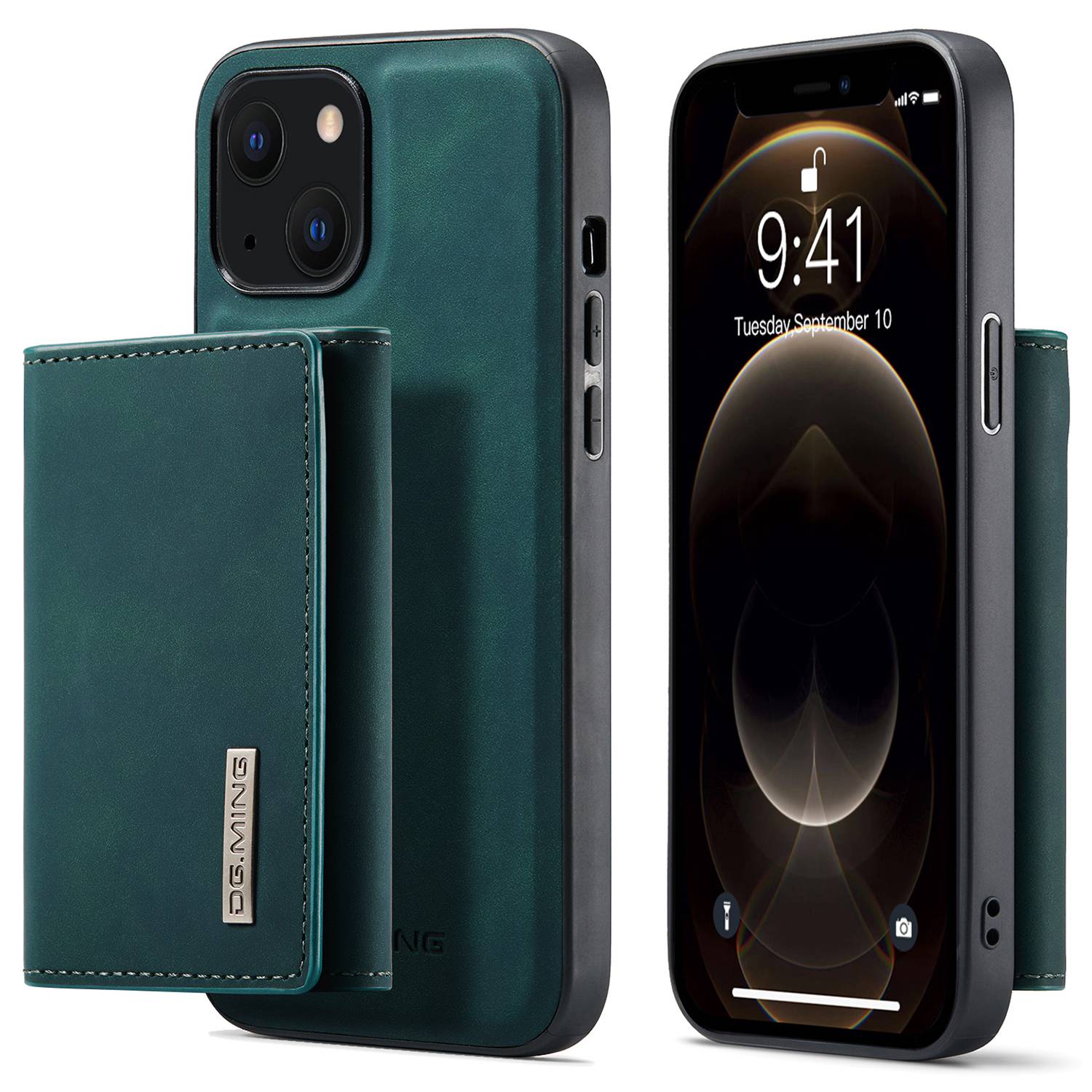 

Dg. Ming M1-serie Anti-drop-kickstand-hülle Für Iphone 15 PC+TPU+PU Magnetic Wallet Telefonschale - Grün, iPhone 15