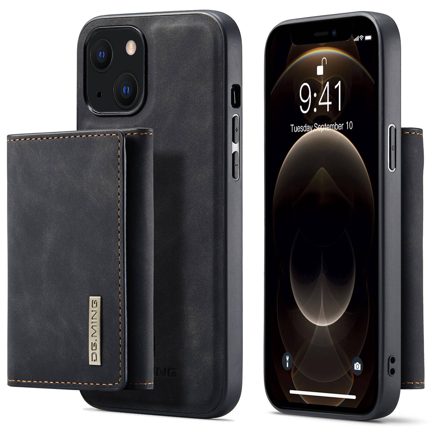 

Dg. Ming M1 Series Magnetic Wallet Phone Hülle Für Iphone 15 Plus PC+TPU+PU Kickstand Telefonschale - Schwarz, iPhone 15 Plus