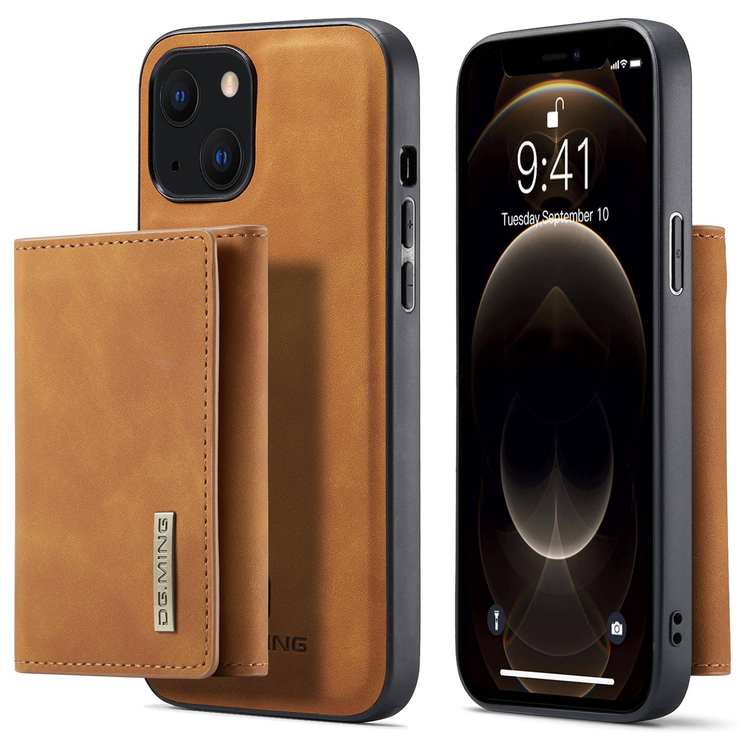 

Dg. Ming M1 Series Magnetic Wallet Phone Hülle Für Iphone 15 Plus PC+TPU+PU Kickstand Telefonschale - Braun, iPhone 15 Plus