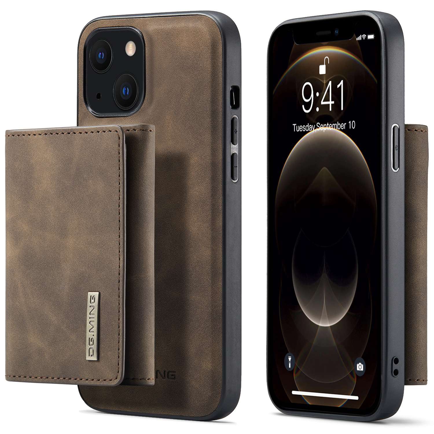 

Dg. Ming M1 Series Magnetic Wallet Phone Hülle Für Iphone 15 Plus PC+TPU+PU Kickstand Telefonschale - Kaffee, iPhone 15 Plus