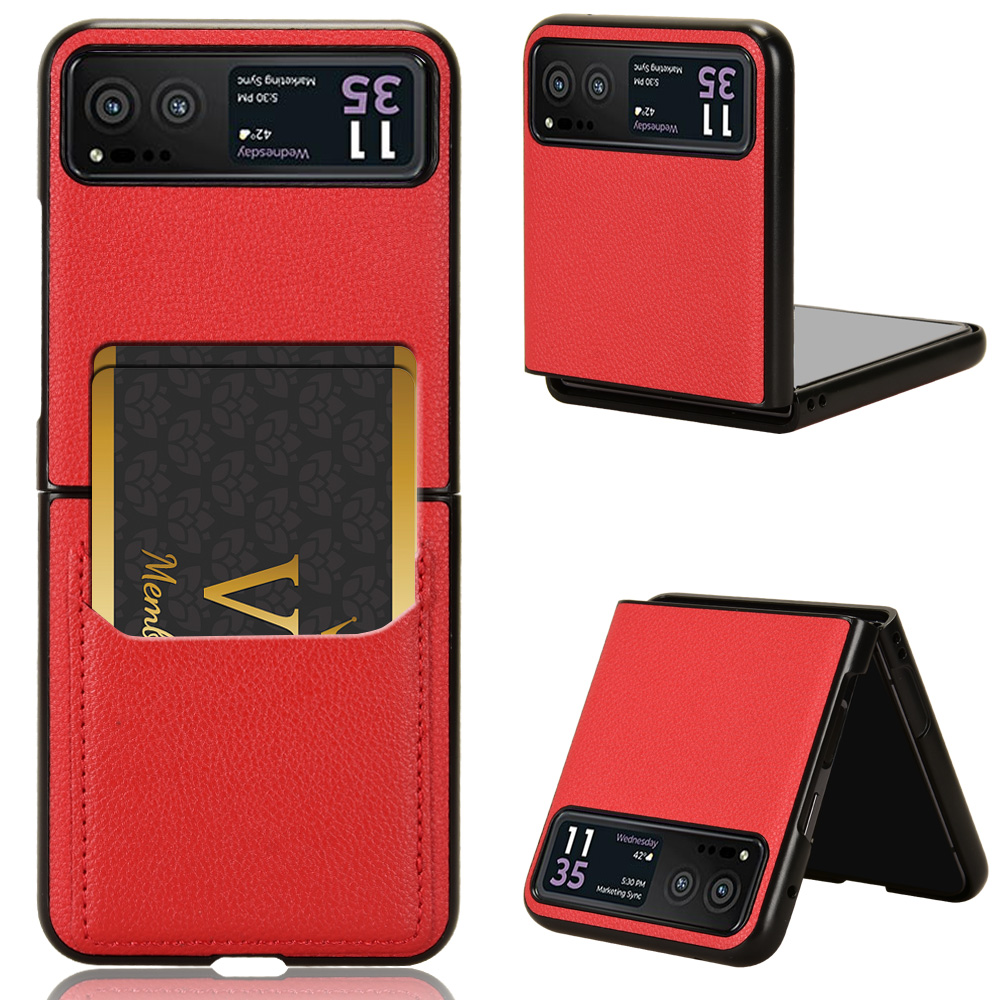 

Für Motorola Razr 40 5G PU Leder+pc -kartenschlitzabdeckung Litchi Texture Schockdelie Telefonhülle - Rot, Motorola Razr 40 5G