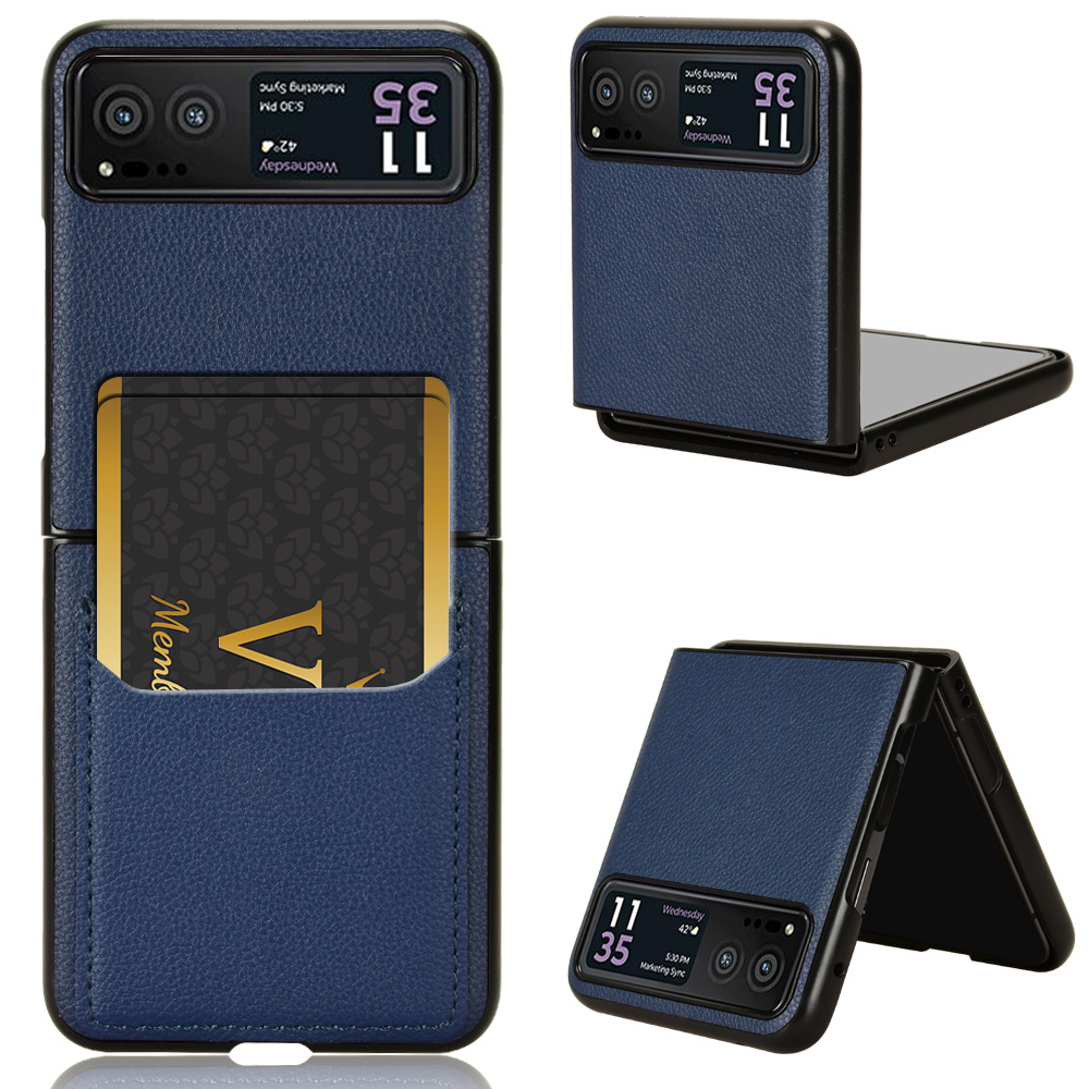

Für Motorola Razr 40 5G PU Leder+pc -kartenschlitzabdeckung Litchi Texture Schockdelie Telefonhülle - Blau, Motorola Razr 40 5G