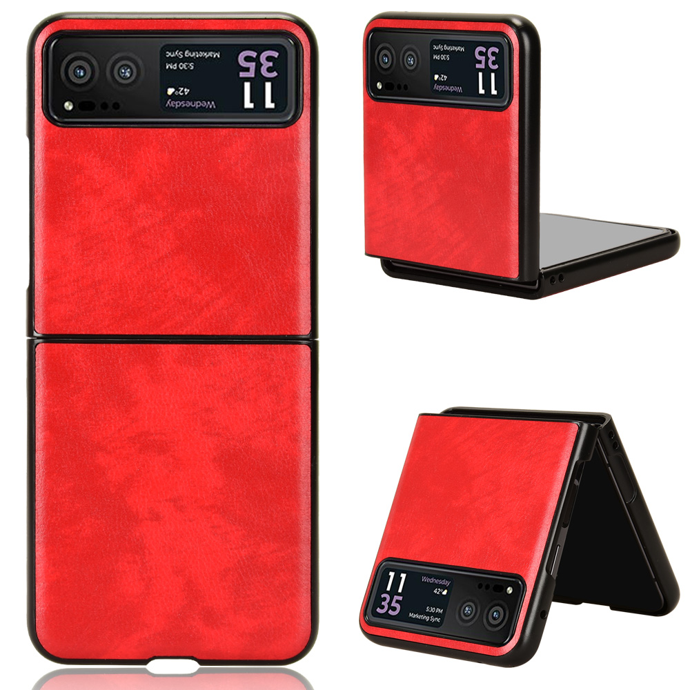

Für Motorola Razr 40 5G Telefon Zurück -hülle PU -lederbeschichtete PC Litchi Texturschutz Telefonabdeckung - Rot, Motorola Razr 40 5G