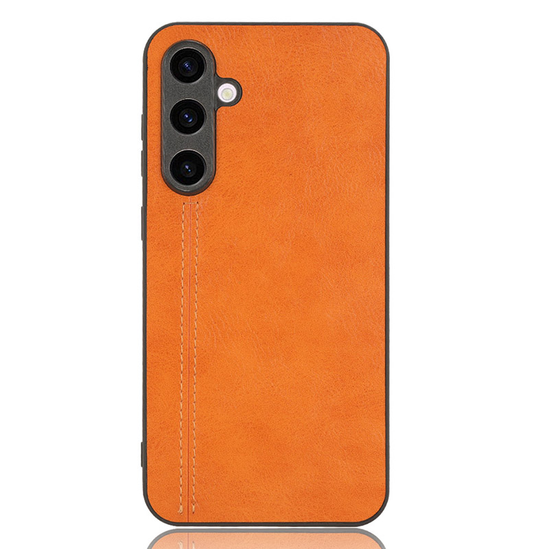

Für Samsung Galaxy S23 fe Telefonabdeckungsstich -line PU Lederbeschichtete PC+TPU -schutzhülle - Orange, Galaxy S23 FE