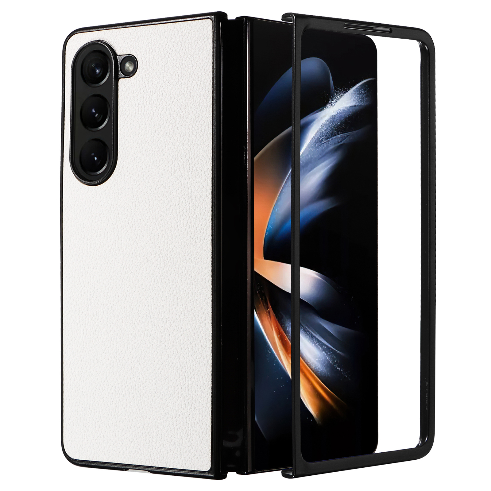 

Telefonhülle Für Samsung Galaxy Z Fold5 5g, PU -leder -beschichtete PC Litchi Textur Schutzschutzabdeckung - Weiß, Galaxy Z Fold5 5G