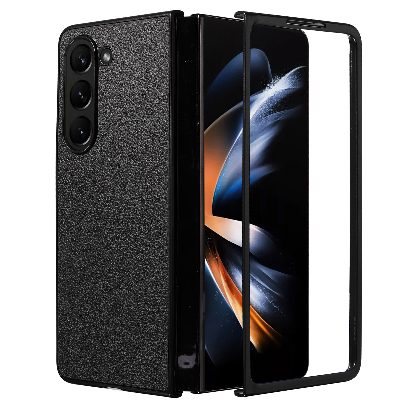 

Telefonhülle Für Samsung Galaxy Z Fold5 5g, PU -leder -beschichtete PC Litchi Textur Schutzschutzabdeckung - Schwarz, Galaxy Z Fold5 5G