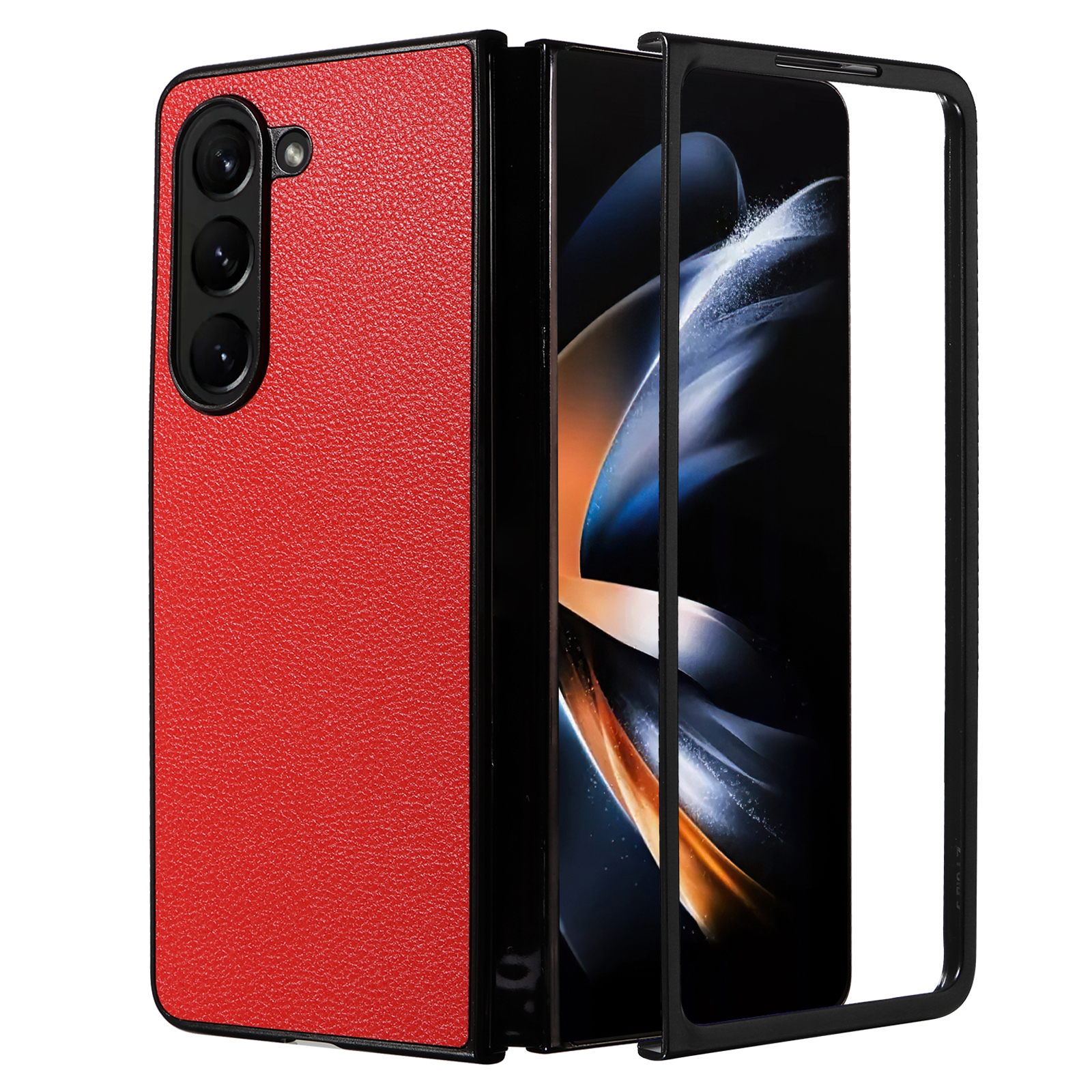 

Telefonhülle Für Samsung Galaxy Z Fold5 5g, PU -leder -beschichtete PC Litchi Textur Schutzschutzabdeckung - Rot, Galaxy Z Fold5 5G
