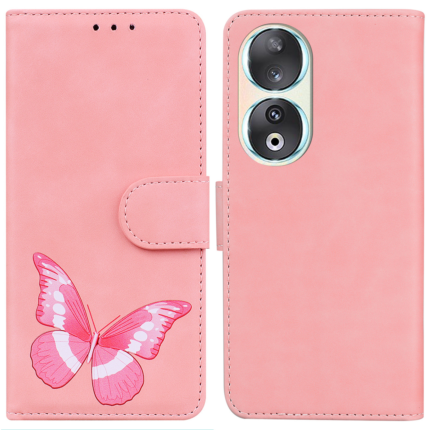 

Anti-drogen-brieftaschenhülle Für Ehren Für Ehren 90 Schmetterling Druckhaut-touch-pu-leder-flip-abdeckung - Rosa, Honor 90