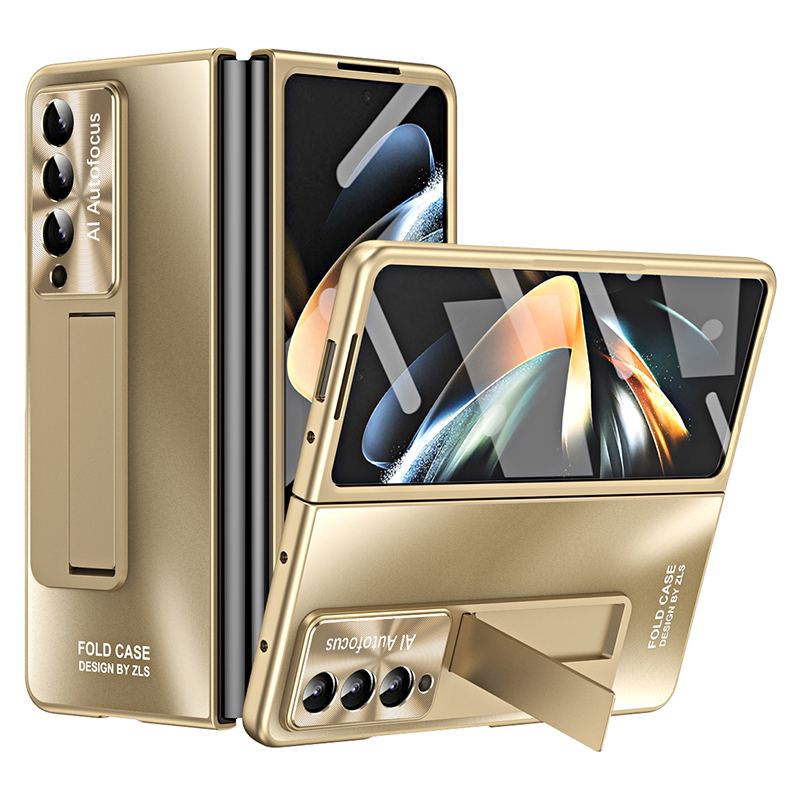 

Für Samsung Galaxy Z Fold3 5G Hard -pc -rückdeckabdeckung ag Mattes Kickstand -telefonhülle Mit Vorderem Bildschirm Beschützer - Champagner Gold, Galaxy Z Fold3 5G