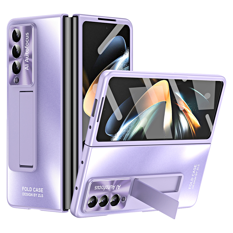 

Für Samsung Galaxy Z Fold3 5G Hard -pc -rückdeckabdeckung ag Mattes Kickstand -telefonhülle Mit Vorderem Bildschirm Beschützer - Lila, Galaxy Z Fold3 5G