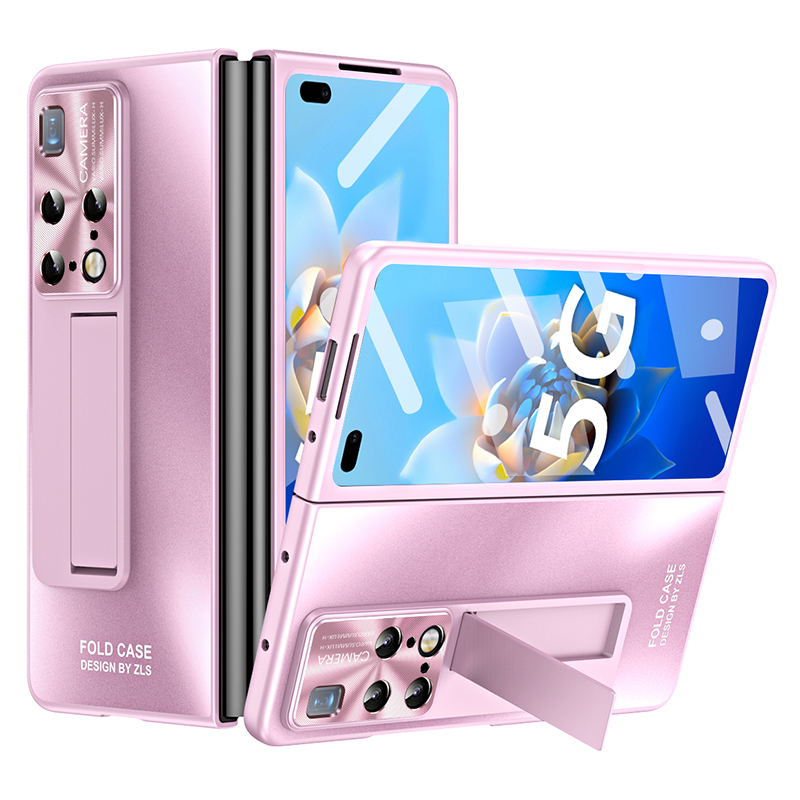 

Für Huawei Mate X2 4g / 5G Hartes PC Schockdichte Telefonhülle ag Matte Kickstand Cover Mit Vorderster Bildschirmschutz - Rosa, Huawei Mate X2 4G