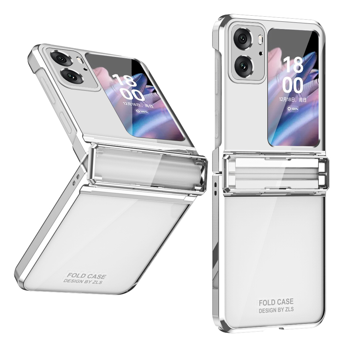 

Für Oppo Finden Sie N2 Flip 5G Hartes PC -elektroplatten -telefonhülle Klar Schutzabdeckung Mit Temperiertem Glas Zurücker Bildschirmschutz - Silber, Oppo Find N2 Flip 5G