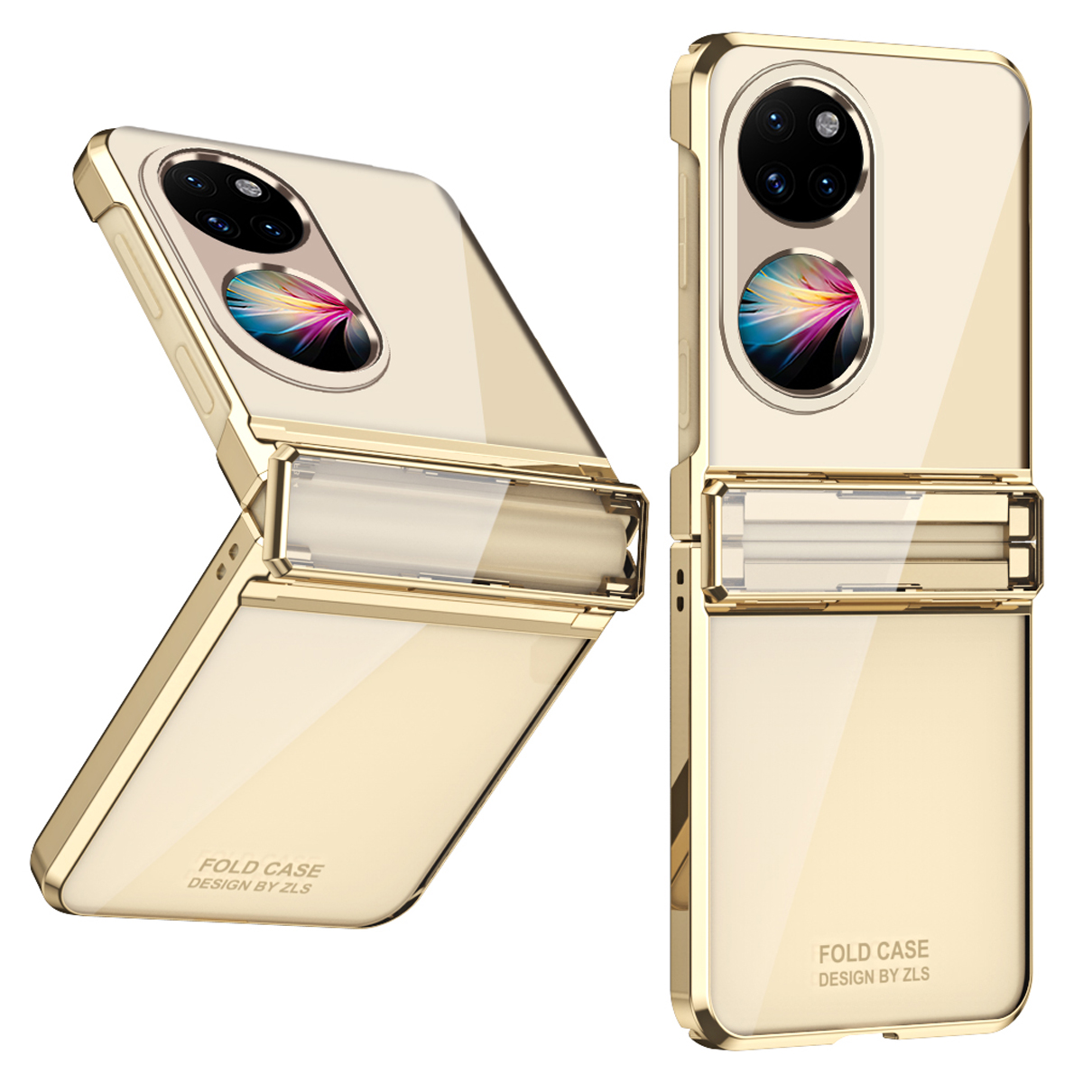 

Für Huawei P50 Pocket Electroplating Clear Case Hard PC Protective Telefonabdeckung - Champagner Gold, Huawei P50 Pocket