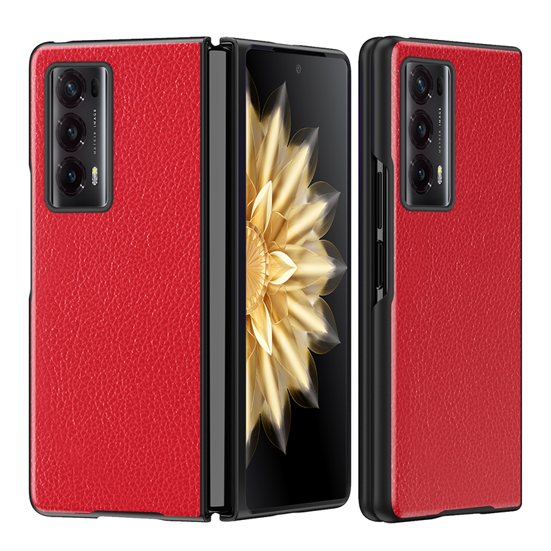

Für Ehrenmagie V2 5G PU Leder Beschichtete PC -telefonhülle Litchi Textur Gummi - Rot, Honor Magic V2 5G