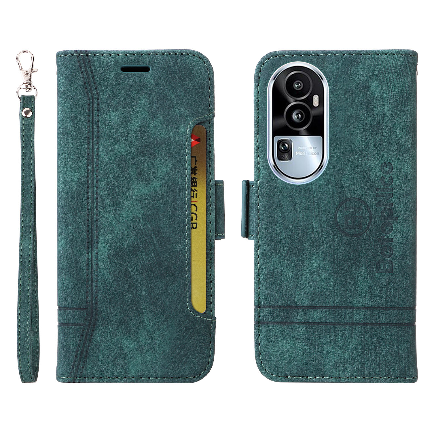 

Betopnice 001 Für Oppo Reno10 5G / Reno10 Pro 5G PU Leder Schockdelie -telefonhülle Klappständer Brieftasche Abdeckung - Grün, Oppo Reno10 5G (Global)