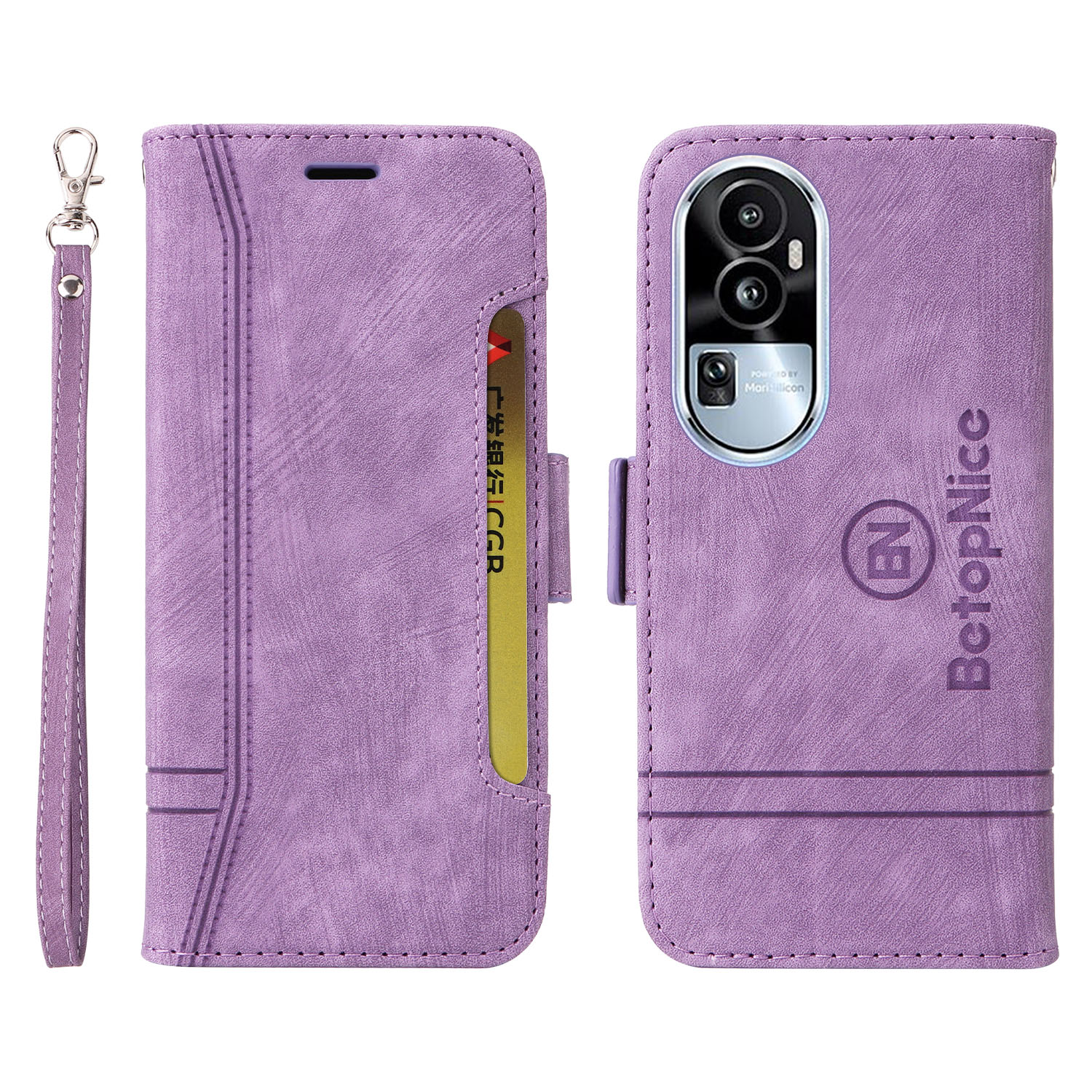 

Betopnice 001 Für Oppo Reno10 5G / Reno10 Pro 5G PU Leder Schockdelie -telefonhülle Klappständer Brieftasche Abdeckung - Lila, Oppo Reno10 5G (Global)