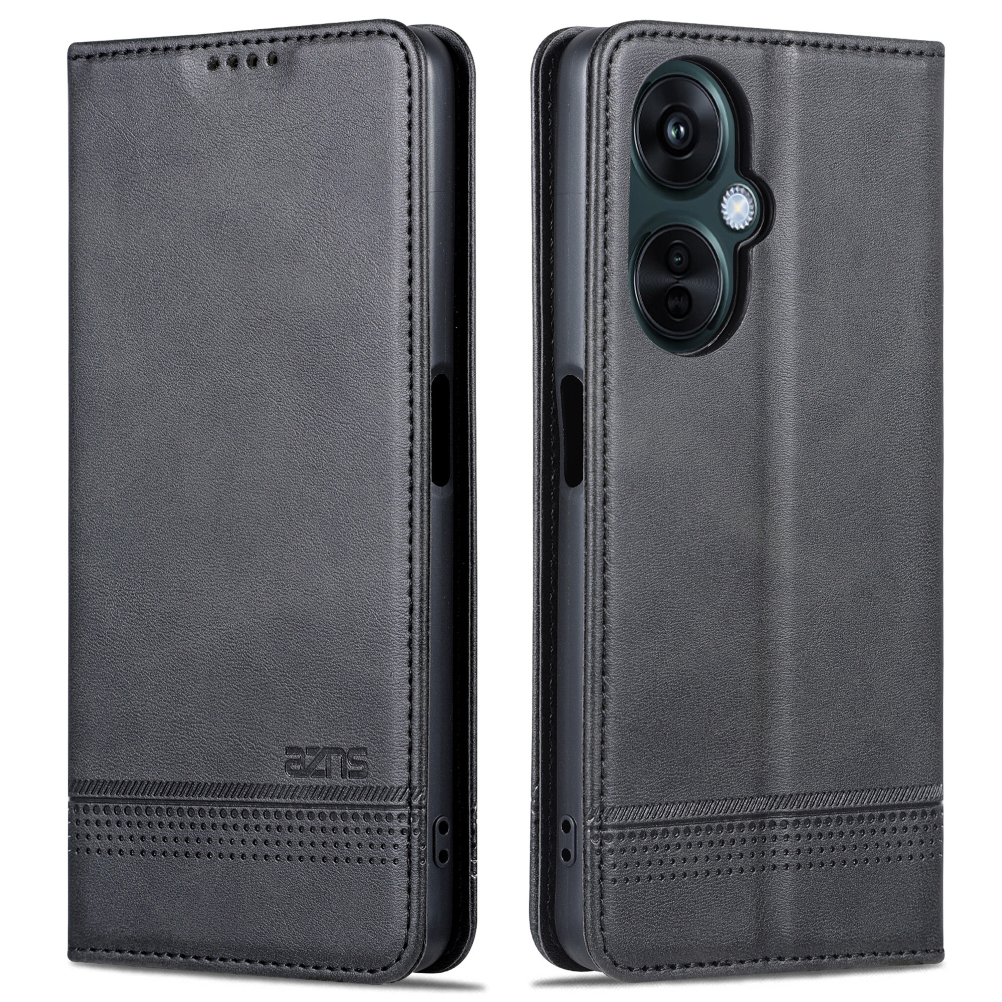

AZNS Für Oppo K11x 5G Wallet PU Leder Telefonhülle Cowide Textur Stand Cover - Schwarz, Oppo K11x 5G