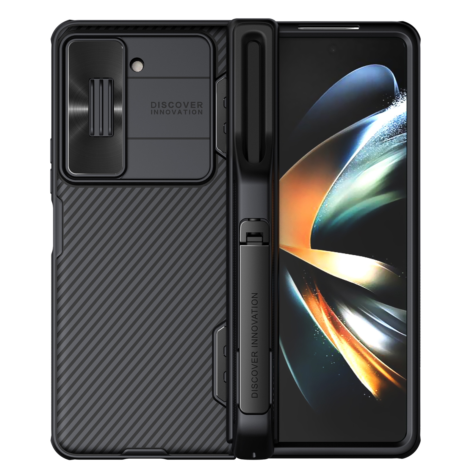 

Nillkin Camshield Fold -hülle Für Samsung Galaxy Z Fold5 5G TPU+PC Phone Cover Kickstand Shell Mit Stiftschlitz - Schwarz, Galaxy Z Fold5 5G