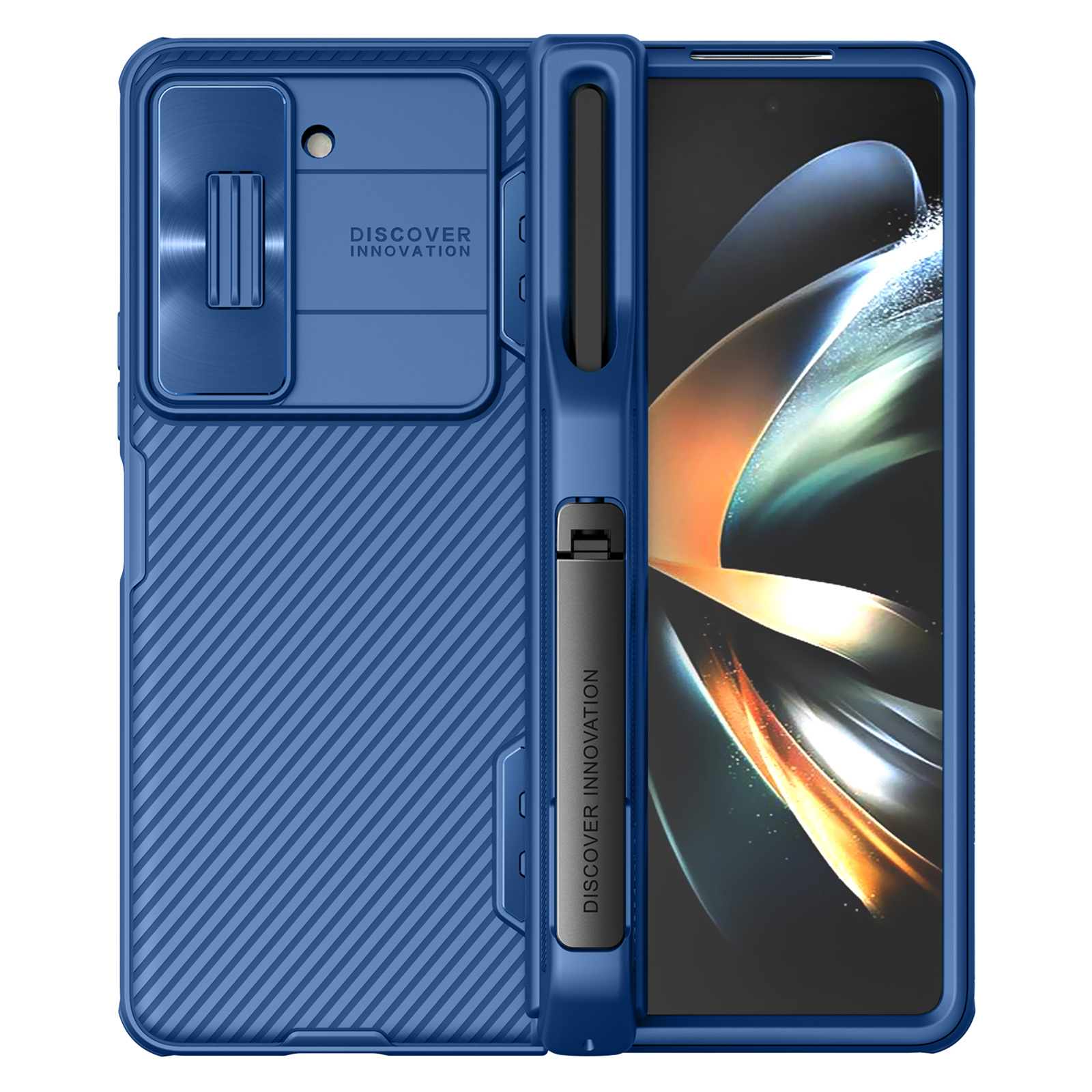 

Nillkin Camshield Fold -hülle Für Samsung Galaxy Z Fold5 5G TPU+PC Phone Cover Kickstand Shell Mit Stiftschlitz - Blau, Galaxy Z Fold5 5G