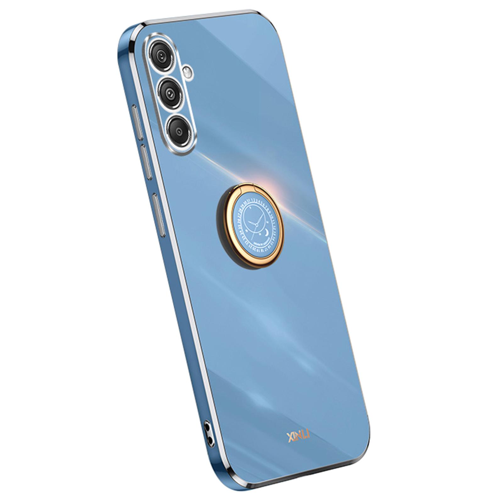

Xinli Telefonkoffer Für Samsung Galaxy S23 fe Electroplated TPU Anti-drop-abdeckung Mit Ring-kickstand - Blau, Galaxy S23 FE