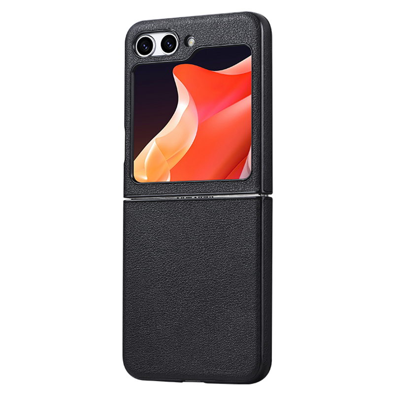 

Hartes Pc+pu-telefonabdeckung Für Samsung Galaxy Z Flip5 5G Slim Flip Phone Case Eingebaute, Temperamentvolle Glasschriftenfilm - Schwarz, Galaxy Z Flip5 5G