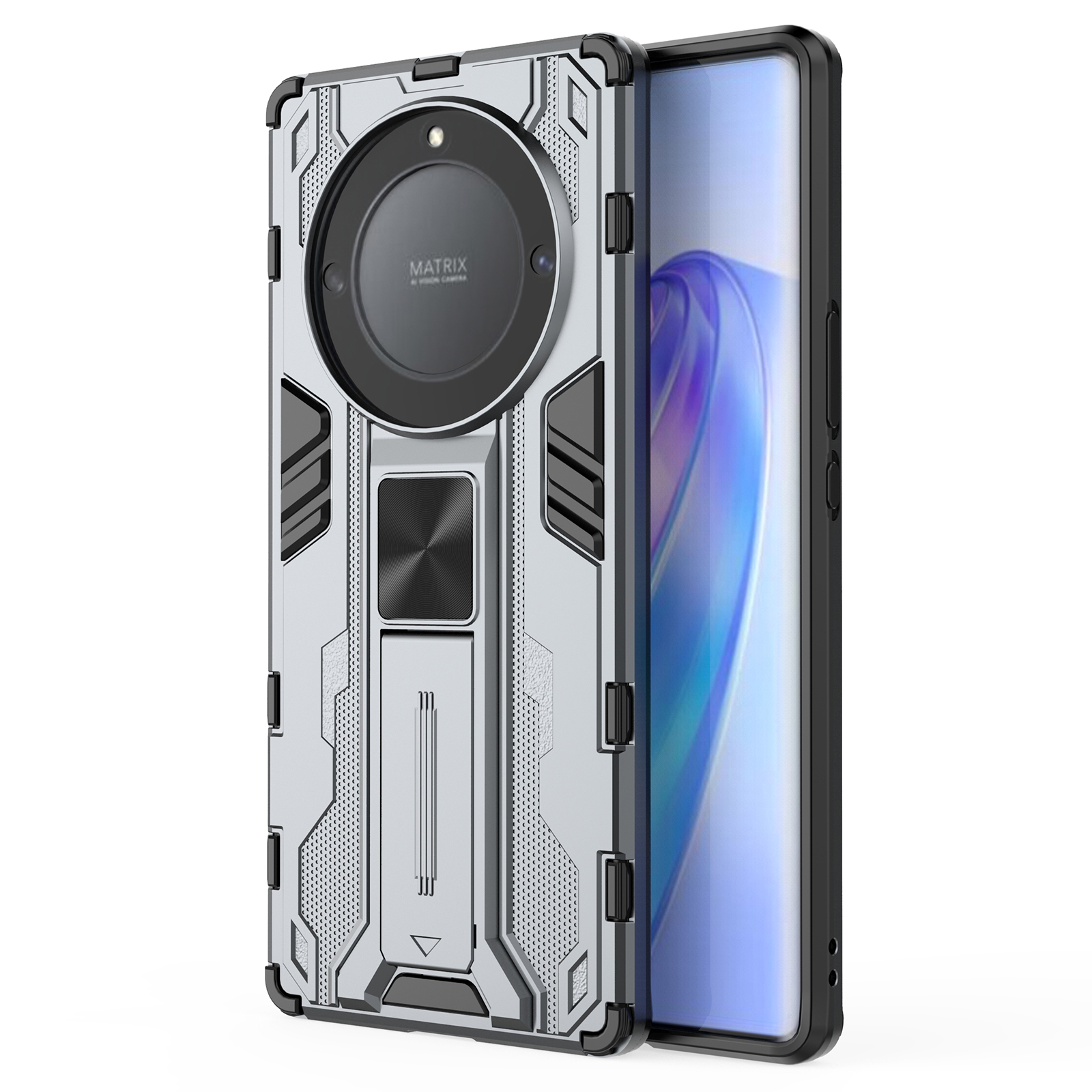 

Für Ehre X9a 5g / X40 5G Telefonabdeckung Mit Kickstand Hard PC + Soft TPU Anti-drop-schutzhülle - Grau, Honor X9a 5G