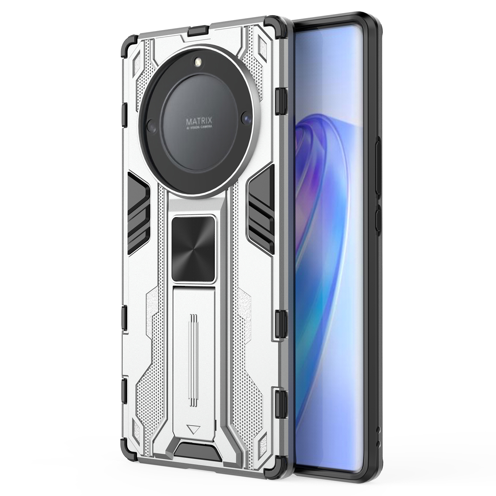 

Für Ehre X9a 5g / X40 5G Telefonabdeckung Mit Kickstand Hard PC + Soft TPU Anti-drop-schutzhülle - Silber, Honor X9a 5G