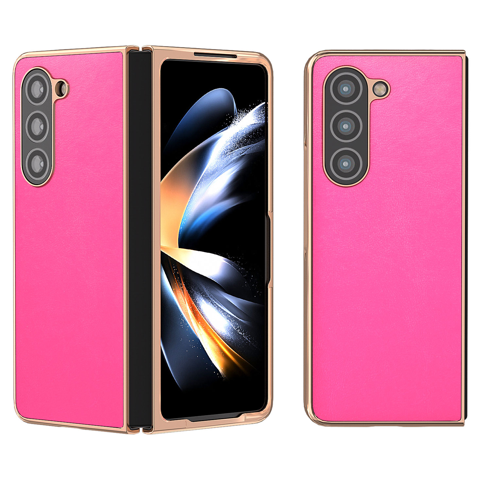 

Für Samsung Galaxy Z Fold5 5G Strukturierte PU -leder+pc Telefonschale Nano Elektroplating Schockdcover - Rose, Galaxy Z Fold5 5G