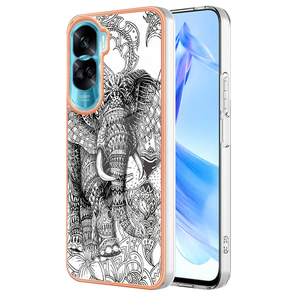 

YB IMD Series-19 Style D Muster Elektroplattenabdeckung Für Honor 90 Lite 5G / X50i 5g, Schocksicher 2,0 mm TPU IMD -telefonhülle - Totem -elefant, Honor 90 Lite 5G